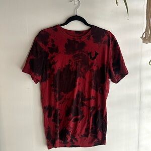 True religion, red black tie-dye T-shirt, size medium